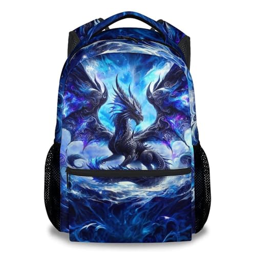 Kids Backpack, Cool Dragon Backpacks for Boys, 17 Inch Blue Portable Lightweight School Book Bag for Kindergarten Student - color: Color1-1