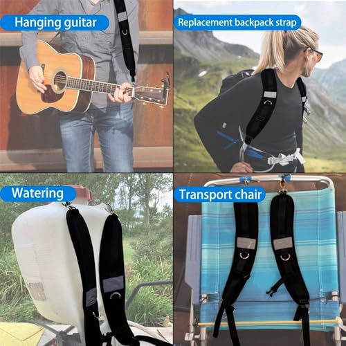 Adjustable Backpack Straps, Backpack Replacement Shoulder Padded Strap with Plastic Clips for Backpack Dry Bag Camping Sprayer Multi-Purpose Use