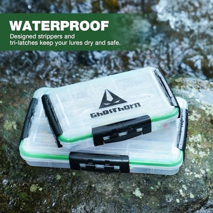 Ghosthorn Fishing Tackle Box, Waterproof 3600 and 3700 Tackle Trays, Plastic Tackle Box Organizer with Removable Dividers Storage Lure Box for Lures 3 Pack (3600 * 3) - style: 3600*3