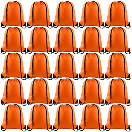 KUUQA 25Pcs Orange Drawstring Backpack Bulk - color: Orange