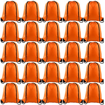 KUUQA 25Pcs Orange Drawstring Backpack Bulk - color: Orange