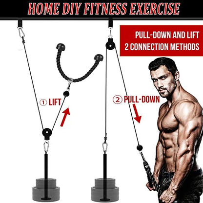 Taeku LAT Pulley System for Home Gym – Strength Training Fitness Equipment Cable Machine for Triceps, Biceps, Back & Shoulder Workouts - color: Triceps Rope