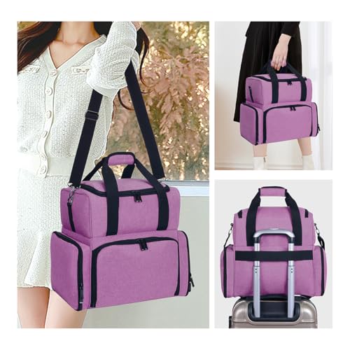 Large Makeup Cosmetic Bag with 3 Removable Case and 2 Removable Dividers Double Layer Travel Storage Organizer, Makeup Brushes Storage Section Purple - color: Purple