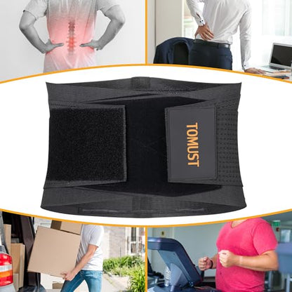 Back Braces for Lower Back Pain, Lumbar Support Belt, L | Dual adjustable compression straps with breathable support for lifting, working, sitting, standing, and daily back relief - size: Large