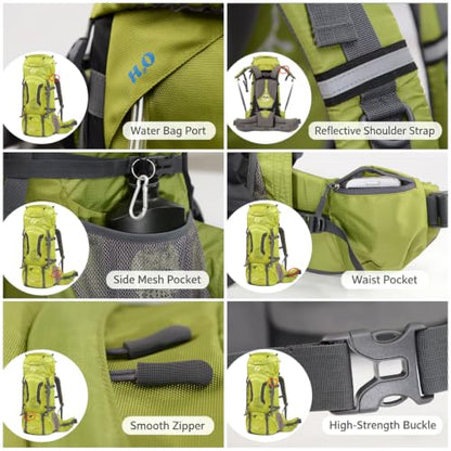 Wind Tour Outdoor 60L Ripstop Trekking Bag Sport Backpack with Rain Cover for Climbing Cycling (Blue) - color: Blue