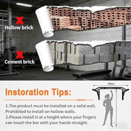Wall Mounted Pull Up Bar and Dip Station, Heavy Duty Wall Mount Pull-up Chin Up Bar Multifunctional Home Gym Workout Indoor Exercise Equipment Support to 880 Lbs Standards - color: Standards
