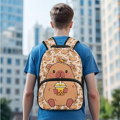 3PCS Backpacks for Boys Girls, Cute Capybara 3 in 1 School Bag with Insulated Lunch Box Pencil Case for Middle High School Students - color: Cute Capybara