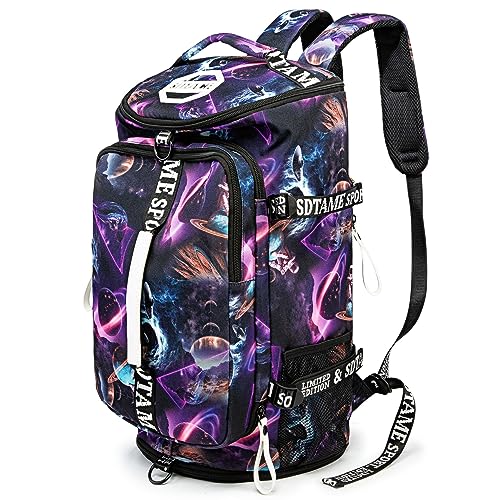 Gym Duffle Bag Backpack with Shoe Compartment,4 ways Travel Backpack for Women and Men,Multi-Functional Weekender bag with Waterproof Layer&Laptop Compartment for Fitness, Travel,Camping - color: Metallic