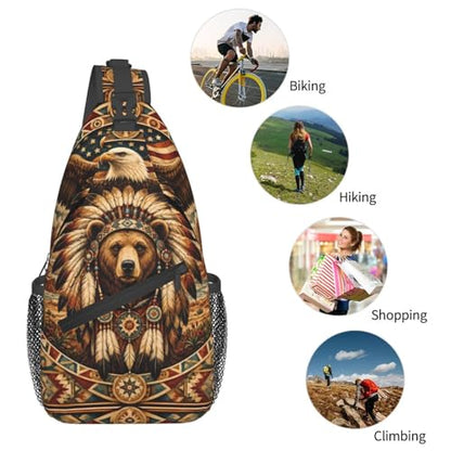 Sling Backpack Unisex Crossbody Chest Bag Shoulder Chest Bag For Women Men Hiking Travel - color: Animal