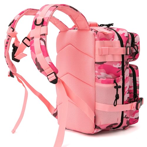 QT&QY 25L/45L Military Tactical Backpack For Men Molle Daypack 3 Day Bug Out Bag Hiking Rucksack With Bottle Holder - color: 25l Pink Camo