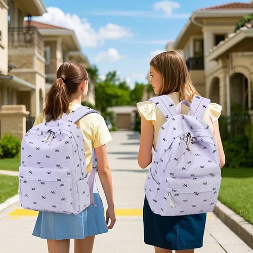 LEDAOU Backpack for Girls School Bag Kids Bookbag Teen Backpack Set Daypack with Lunch Bag and Pencil Case | Kids - color: Bow Pattern