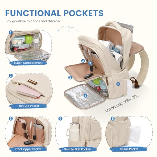 GOLF SUPAGS Lunch Backpack 16 Inch Laptop Backpack with Insulated Cooler Lunch Box Food Bag for College Work Camping Picnics (Apricot) - color: Apricot