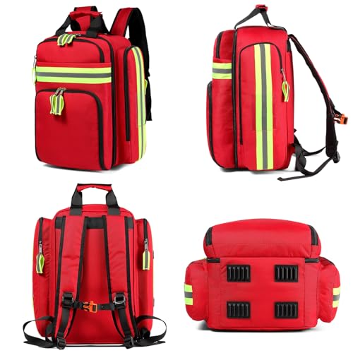 Gatycallaty First Aid Backpack - Medical Evacuation Bag - Red Emergency Lifeguard Bag for Ems Emt First Responder Trauma (Red) - color: Red