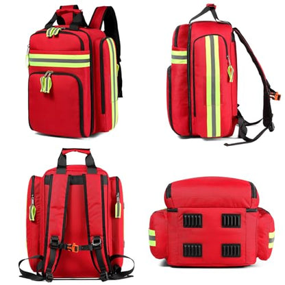 Gatycallaty First Aid Backpack - Medical Evacuation Bag - Red Emergency Lifeguard Bag for Ems Emt First Responder Trauma (Red) - color: Red