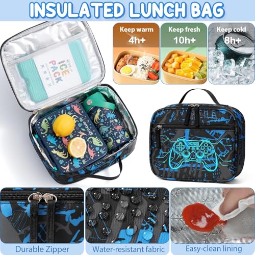 Fimibuke Backpack for School Boys, 3 PCS Cool Luminous Kids Backpacks with Lunch Box & Pencil Pouch, Toddler Teen Glow in The Dark Backpack Bookbag Schoolbag Set for Elementary to High School Students - color: Game