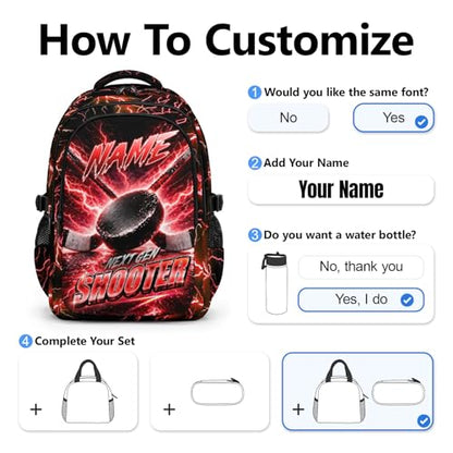 Boys Backpack for School, 17 Inch Kids Hockey Backpack with 3 Compartments - Lightweight Ice Hockey Bookbag for College Students, Reflective Ergonomic Design - color: Red