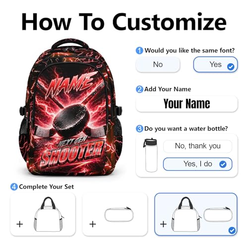 Boys Backpack for School, 17 Inch Kids Hockey Backpack with 3 Compartments - Lightweight Ice Hockey Bookbag for College Students, Reflective Ergonomic Design - color: Red