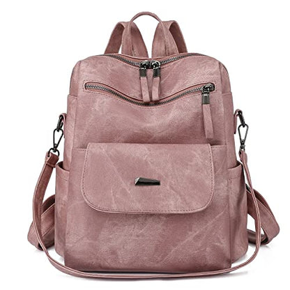 Backpack Purse for Women, PU Leather Back pack, Fashion Anti Theft Backpack, Multipurpose Lightweight Waterproof Purse Shoulder Bag Handbag, Pink - color: Pink