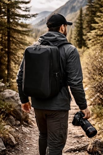 Camera & Laptop Backpack with EVA Hard Shell, Waterproof Anti-Shock DSLR & Drone, Adjustable Padded Dividers, Large Capacity Travel Bag 11.81 X 17.72 X 7.48 IN