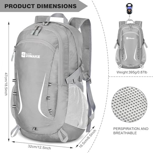 ZOMAKE Lightweight Packable Backpack 35L, Foldable Backpacks Water Resistant Collapsible Light Daypack for Hiking(Silver Grey) - color: Silver Grey B