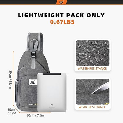 SKYSPER Sling Bag RFID Crossbody Sling Backpack Cross Body Shoulder Bag Travel Hiking Daypack for Women Men(Darkgrey) - color: Darkgrey