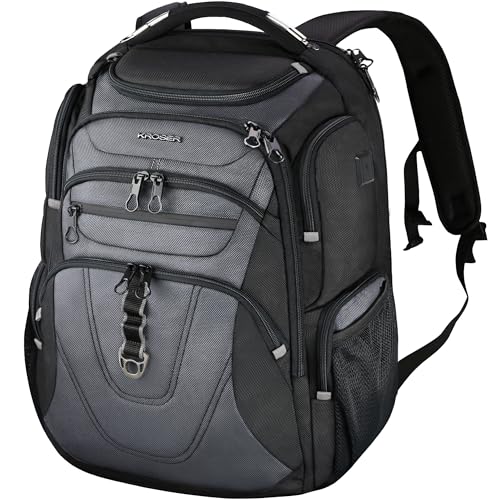 KROSER TSA Friendly Travel Laptop Backpack 18.4 inch XXXL Gaming Backpack Water-Repellent College Daypack Business Backpack with RFID Pockets & USB Port for Men/Women-Black/Grey - color: Black/Grey-18.4, size: 18.4 inch