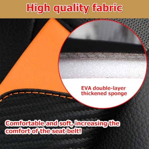 AUCELI 2PCS Car Seat Belt Cover, Carbon Fiber Seatbelt Shoulder Strap Covers, Breathable Leather Soft Harness Pad Protect Your Neck and Shoulder Compatible with Cars - color: Black/Orange