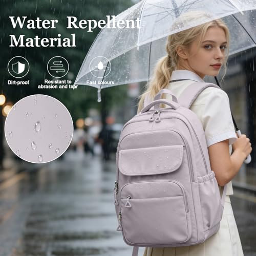 Cute School Backpack for Teens Girls Boys Waterproof School Bag Basic Backpack for College Students Multi Pocket Backpack Lightweight Casual Daypack Backpacks for Women Men（Purple） - color: Purple