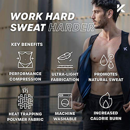 Kewlioo Men's Heat Trapping Zipper Sweat Enhancing Vest - Sauna Suit Shirt Compression Vest Shapewear Top for Gym Exercise - color: Black, size: Small-Medium