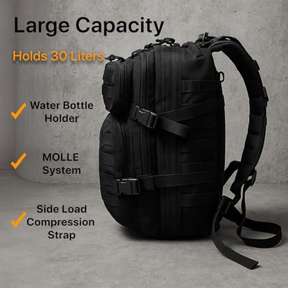 WESTEND 30L Tactical Backpack for Men – Military Assault Pack with MOLLE System, Heavy Duty Bug Out Bag for Outdoor Activity - color: Usa Molle