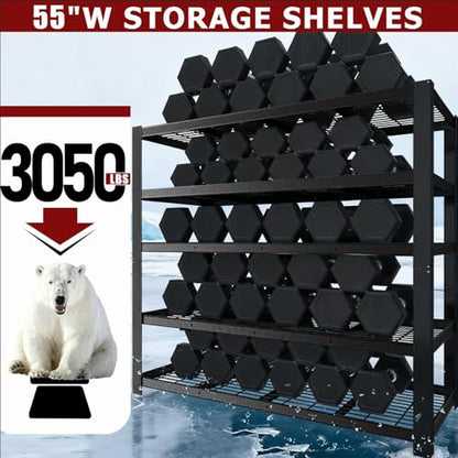 Heavy Duty Garage Shelving,5-Tier Storage Shelves(84" Hx24 Dx55 W),3050LBS Capacity Industrial Shelving Units and Storage,Adjustable Shelving Unit for Garage,Warehouse,Basement - size: 55x24x84