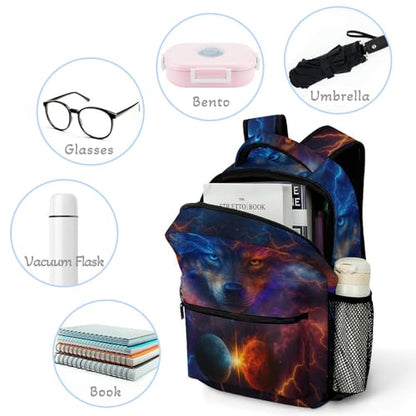 Wolf Backpack Set for Kids,School Bookbag with Lunch Box and Pencil Pouch Bag (Wolf) - color: Wolf