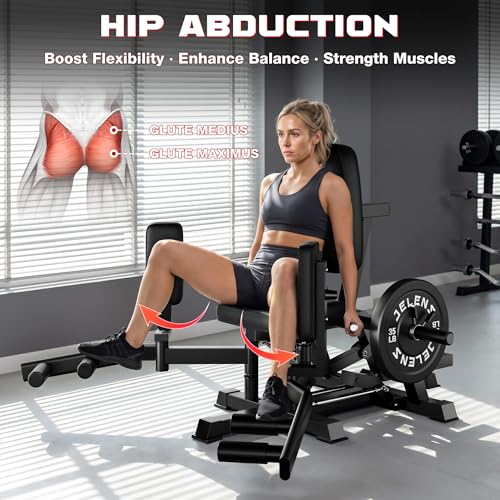 JELENS HA01 Hip Abductor Machine, Abduction Adduction Machine with Adjustable Resistance, Plate Loaded Inner and Outer Thigh Trainer for Home Gym - size: 90LB Black Weights Package