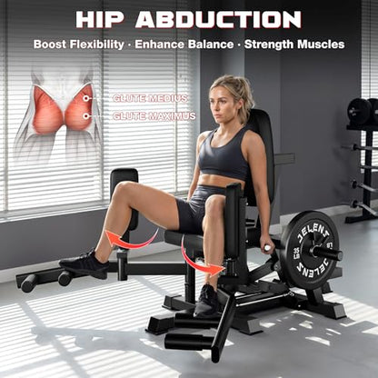 JELENS HA01 Hip Abductor Machine, Abduction Adduction Machine with Adjustable Resistance, Plate Loaded Inner and Outer Thigh Trainer for Home Gym - size: 90LB Black Weights Package