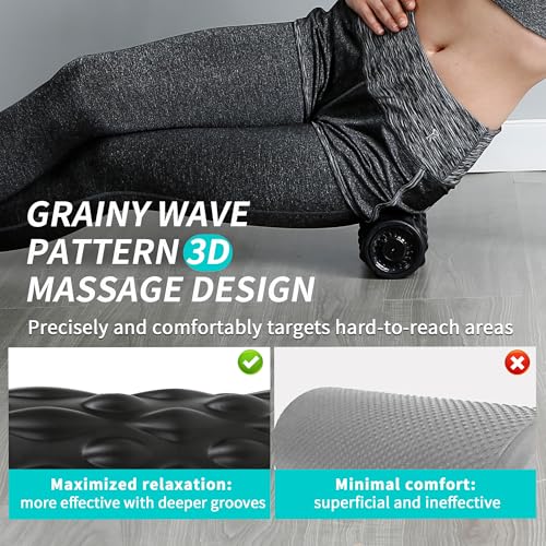 High-Density Vibrating Foam Roller Black with 4 Customizable Speeds for Deep Tissue Massage, Muscle Recovery and Pain Relief -Rechargeable with Massage Backpack - color: Black, size: 13 x 4.5 Inch with Massage Backpack