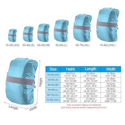 PATIKIL Waterproof Backpack Rain Cover, Non-Slip Backpack Cover with Reflective Strap Stay Dry for Hiking, Camping, Hunting - color: Light Blue, size: X-Large
