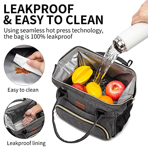 MCBD Lunch bags Insulated Lunch Box for Women,3 Carrying Way Large Tote Bag,Leakproof Reusable Cooler Backpack with Adjustable Shoulder Strap for Office Picnic Beach - color: F-Dark gray