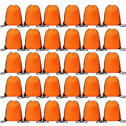 Bulk Drawstring Bags, Polyester Draw String Bags, Gym Sports Cinch Bag Drawstring Backpack for Women Men - color: Orange
