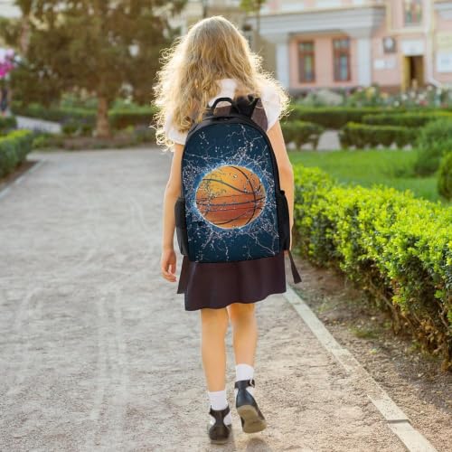 Black Basketball Backpack, Durable Polyester Daypack with Laptop Compartment, Reinforced Bottom, Adjustable Shoulder Straps And Multi Pockets for Travel And Daily Use - color: Black Basketball