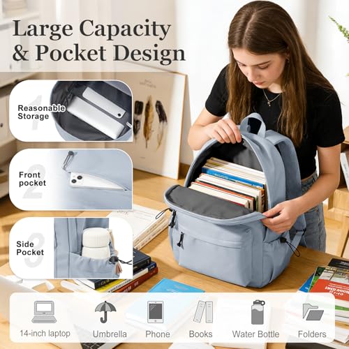 Middle School Backpack For Men Women Simple Backpack For College Students Aesthetic High School Bag Waterproof Bookbag For Teens Girls Boys（Blue） - color: A2-blue