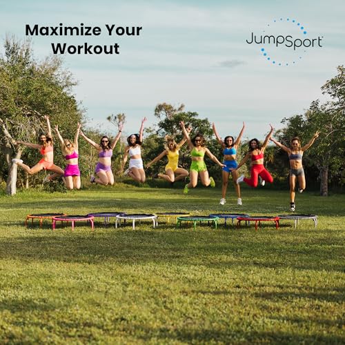 JumpSport 350 PRO 39 Inch Fitness Trampoline Indoor Rebounder Cardio Workout Equipment 300 lb Capacity - color: White
