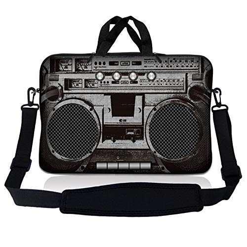 Laptop Skin Shop Neoprene Laptop Sleeve Bag Carrying Case with Handle and Adjustable Shoulder Strap Parent 2 - color: Cassette Player Design, size: 8 in -10.2 in