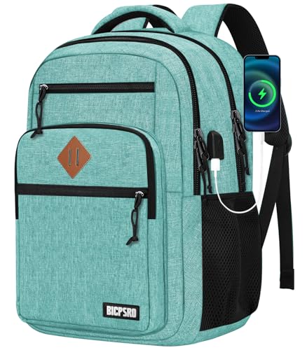Classic Backpack for Men Women, School Backpack for Girls Boy Teens,15.6 Inch Laptop Bookbag with USB Charger for College High School Work Business Computer Back Pack,mochilas para hombres, Cyan - color: C5-cyan, size: 15.6 Inch