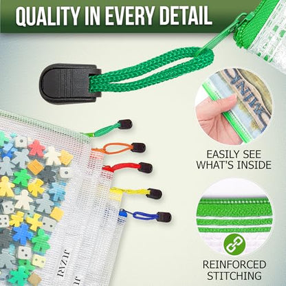 5 Pack Mesh Zipper Pouch Bags 10x14 inch - Plastic Zipper Pouches for Organizing - Document Bags with Zippered - Letter Size Zippered Pouch - Document Pouches Clear Zip Bags - Mesh Storage Bags - size: 5 Pack 10x14