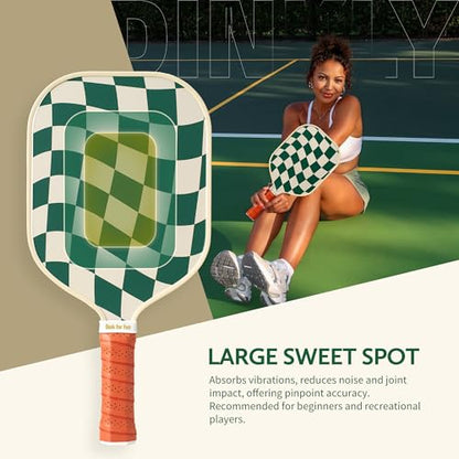 Pickleball Paddles Set of 2/4- USAPA Approved Graphite/Fiberglass Pickleball Racket, 2 Pickleball Rackets, 4 Balls and 1 Portable Carry Bag, Aesthetic Pickle Ball Set for Men Women Beginners - color: 4 Green Check | Warm Orange | Graphite