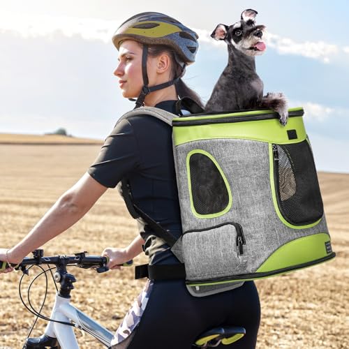 Petsfit Pet Backpack Carrier Easy-Fit Dog Travel Backpack Carrier for Hiking Walking Cycling Suitable for Small Medium Dogs Cats and Rabbits up to 22 Pounds, Green - color: Green