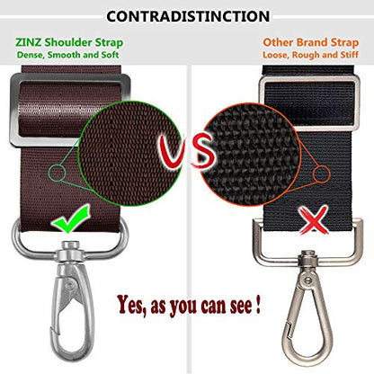 ZINZ Bag Shoulder Strap, Padded Adjustable Shoulder Strap Replacement - color: Brown, size: 57"