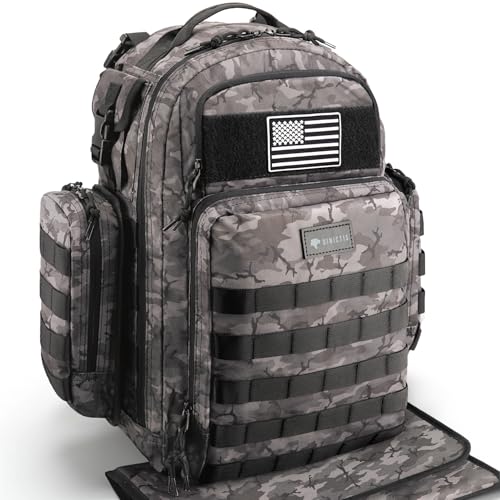 Dinictis Dad Diaper Bag, Mens Diaper Bag Backpack with Diaper Changing Mat, Military Diaper Backpack with Molle Webbing, Waterproof Pouch, Baby Wipes pocket, Insulated Bottle Pockets- Black Camo - color: Black Camo