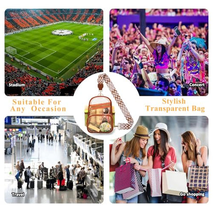 Clear Bag Stadium Approved Events Concerts Sports Outdoors Water Bottle Holder,Clear Purse for Women Men Handbags - color: 2# Brown-a