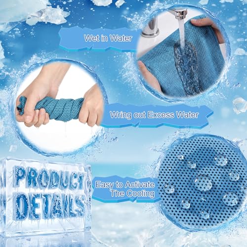 Honoson 20 Pcs12x25 Inch Cooling Hoodie Towel Bulk for Neck and Face 40x12 Inch Quick Dry Sweat Towels Instant Ice Cold Towel for Hot Weather Run Yoga Gym(Light Blue) - color: Light Blue